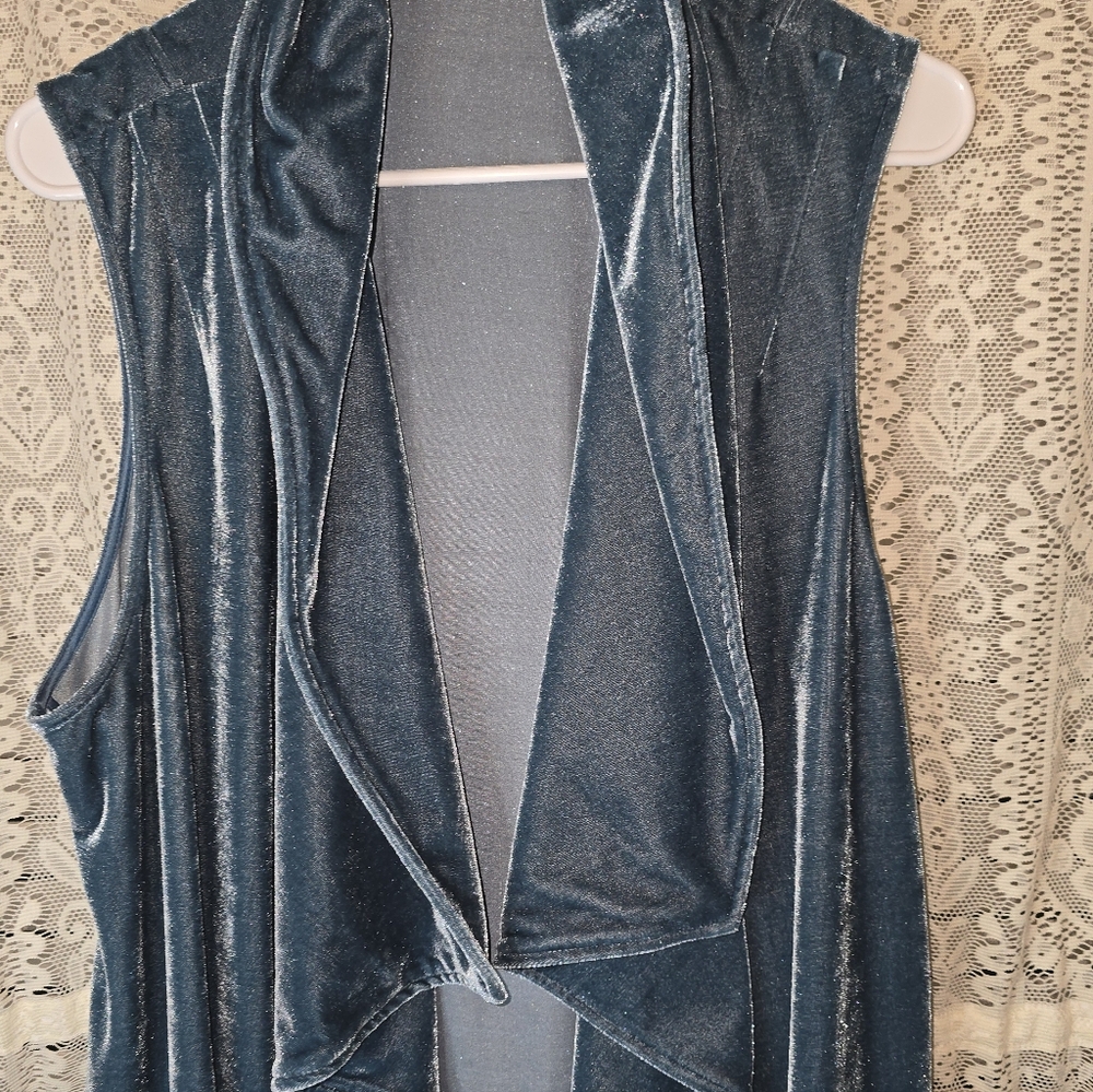 Soft Surroundings Velvet Blue Womens Vest XL Sleevelesd - Picture 2 of 9